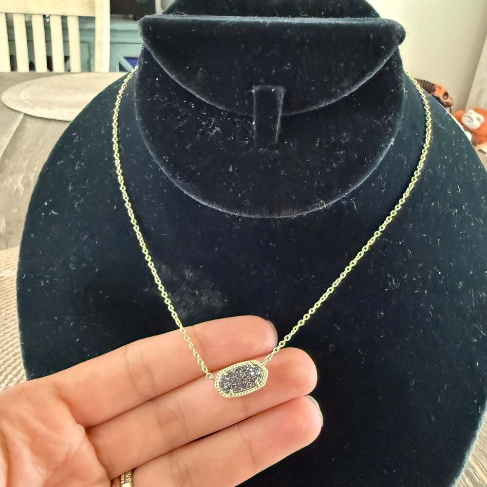 Kendra Scott Elisa Gold Pendant Necklace in Platinum Drusy